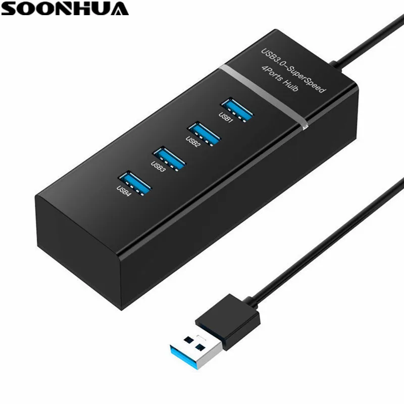 

SOONHUA High Speed USB 3.0 Hub 4 Ports USB Charger Portable OTG Hub USB Splitter Adapter for Phone Macbook Air Laptop PC Tablet