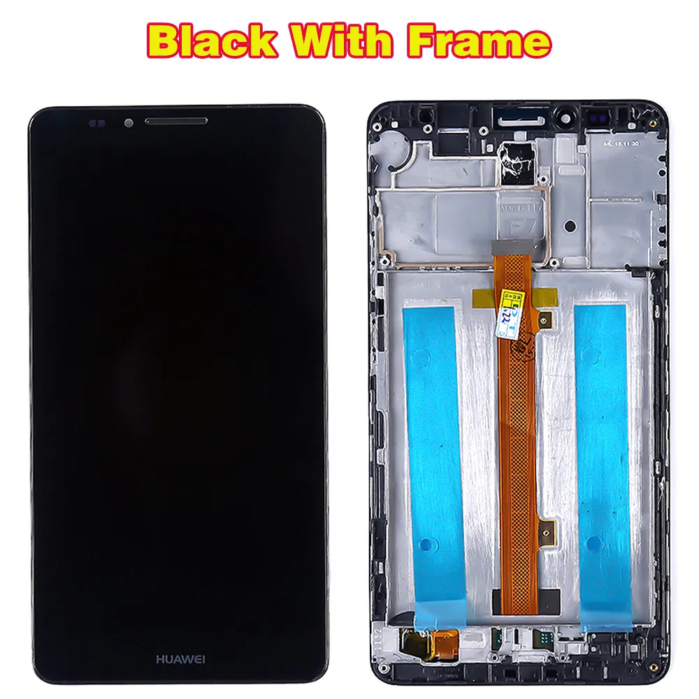Huawei mate 7 6,0 дюймов lcd дисплей 1920*1080 кодирующий преобразователь сенсорного экрана в сборе рамка mate 7 с бесплатным закаленным стеклом и инструментами - Цвет: Black with Frame