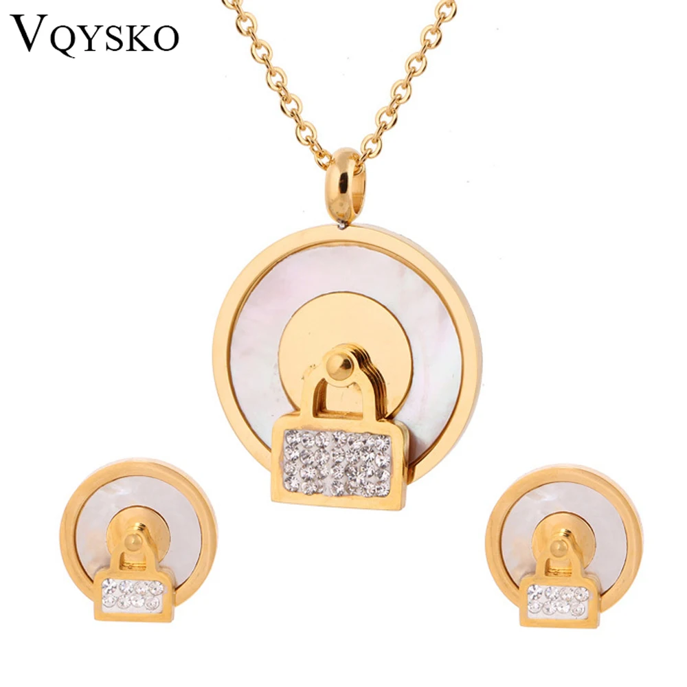 

316L Stainless Steel Crystal Clear Necklace Set Earrings Factory Price Wedding Bridal Bridesmaid Jewelry Sets