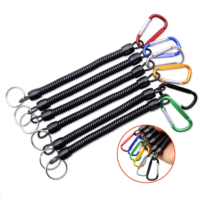 5pcs Fishing Lanyards Boating Ropes Retention String Fishing Rope with Camping Carabiner Secure Lock Fishing Tools Accessories