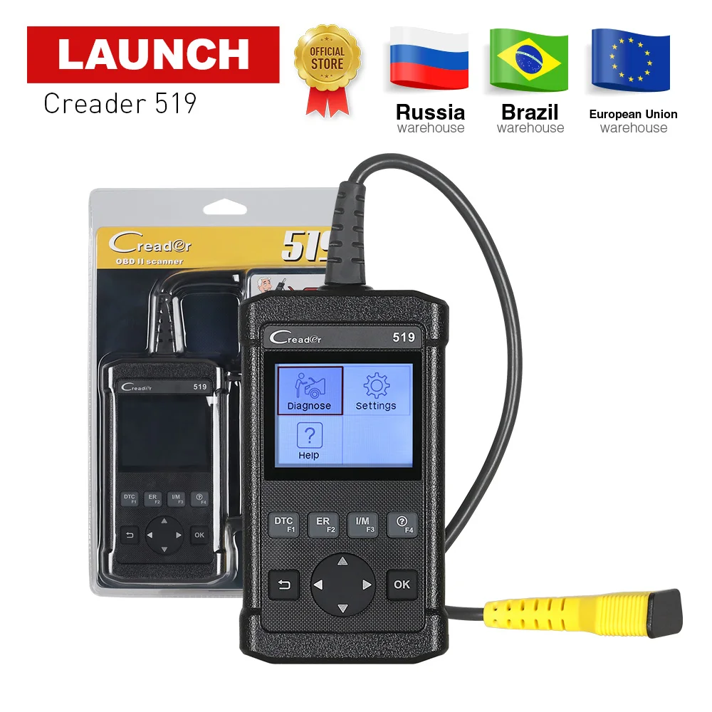 

LAUNCH Creader 519 OBD2/EOBD Diagnostic tool CR519 OBD 2 Scanner On-board monitor test same as Creader 5001 AL519 free update