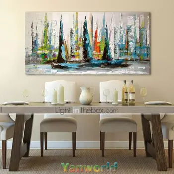 

Hand-painted oil painting Modern Art On Canvas,Abstract sailboat 60x120cm (no framed)