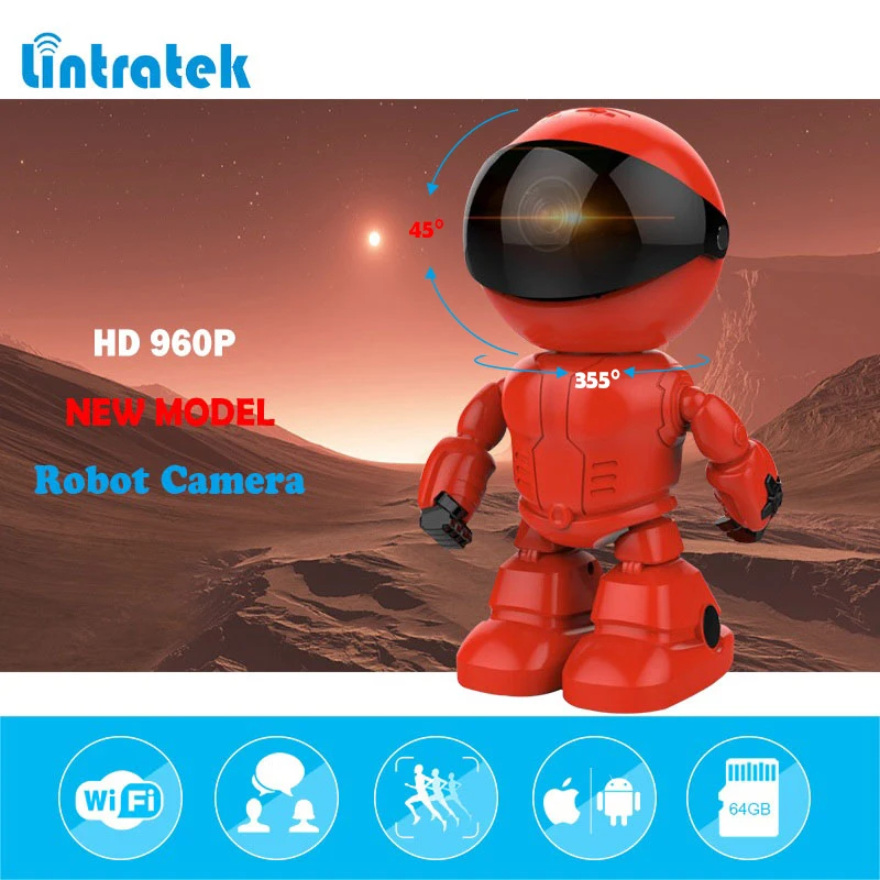 Lintratek 960 P 1.3mp радионяня Беспроводной IP Камера Wi-Fi робот Ночное видение наблюдения