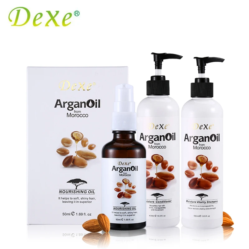 

Dexe All-sided Hair Care Set Argan Oil 400ml Moisture Vitality + 400ml Moisture Conditioner + 50ml Argan Oil From Morocco