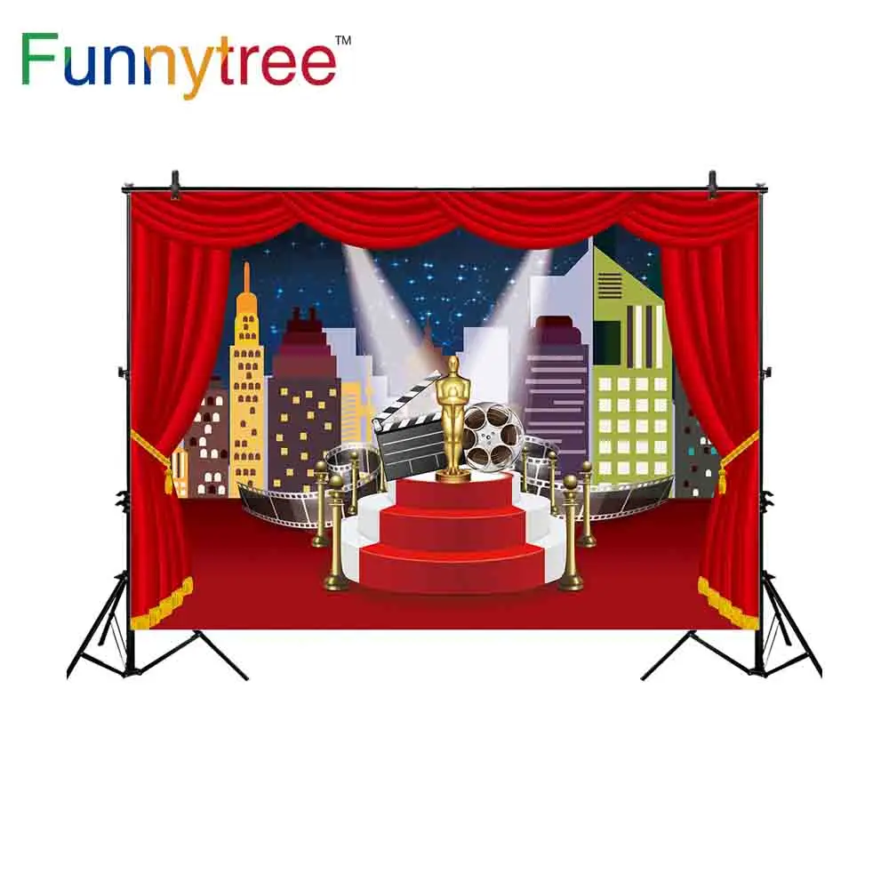 Funnytree фон для фотостудии сценический красный занавес трофей фильм прожектор