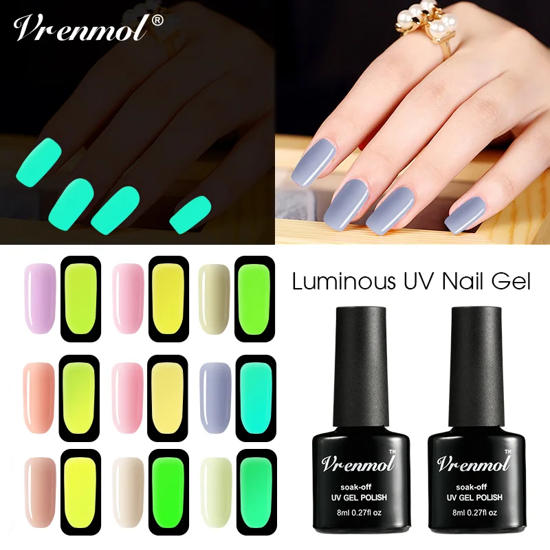 Buy Vrenmol 1pcs Shiny Fluorescent Luminous Neon Nail Gel Polish Glow In The