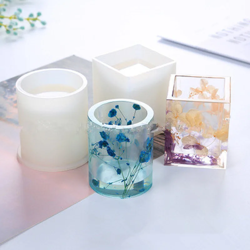 

New Transparent Silicone Mould Dried Flower Resin Decorative Craft DIY Storage Pen Holder Mold Epoxy Resin Molds for Jewelry