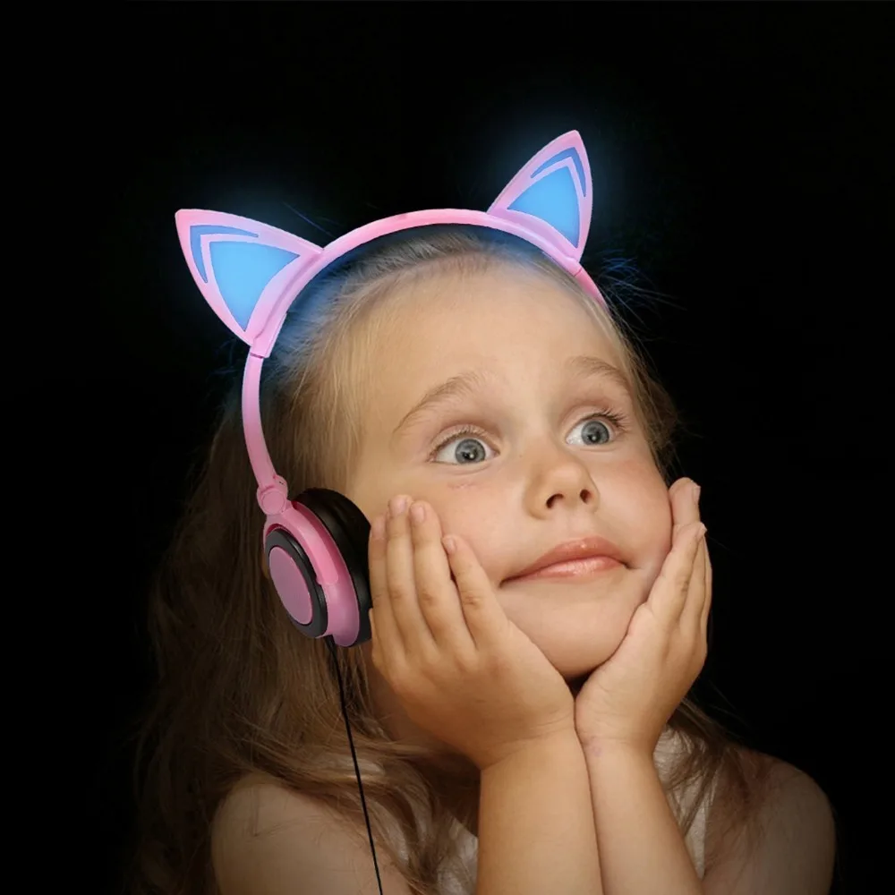 Foldable Flashing Glowing cat ear headphones Gaming Headset Earphone