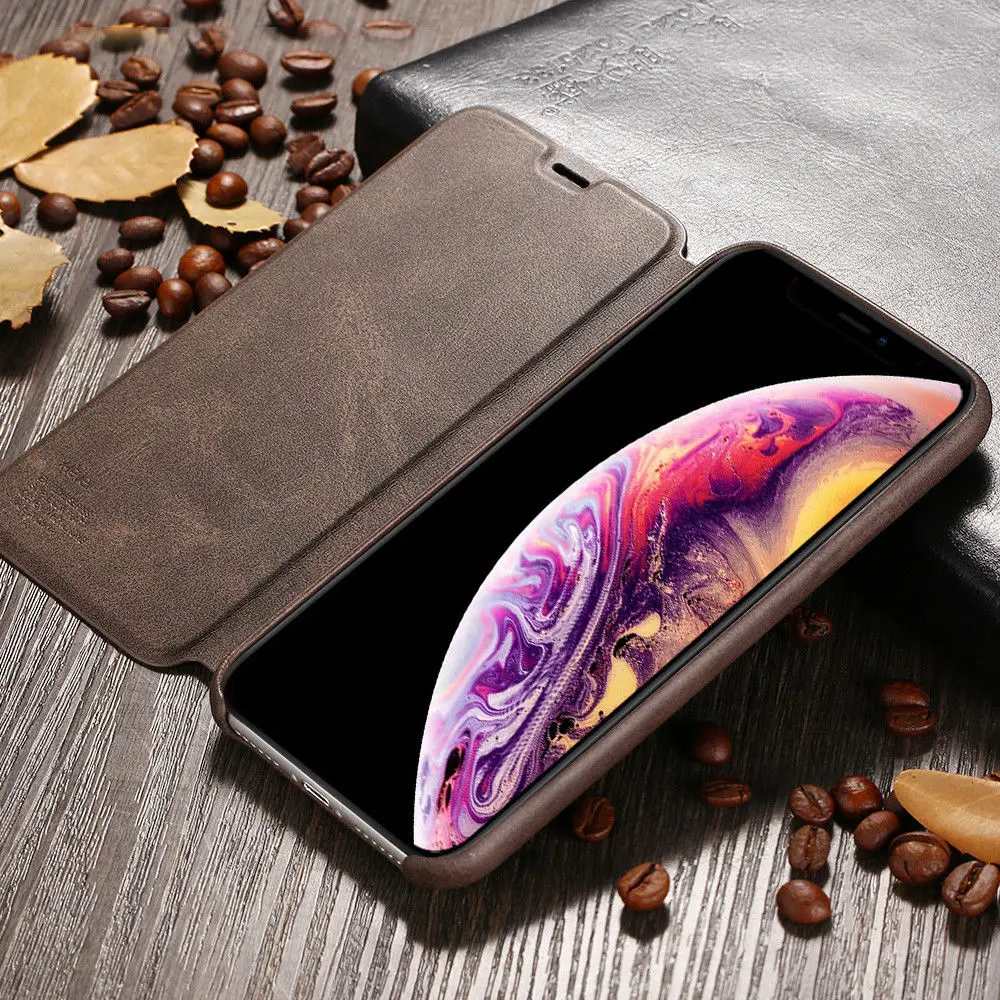 Для iPhone 11 Pro XS Max XR X 7 8 Plus Экстрим Ретро Роскошный кожаный тонкий флип-чехол с подставкой