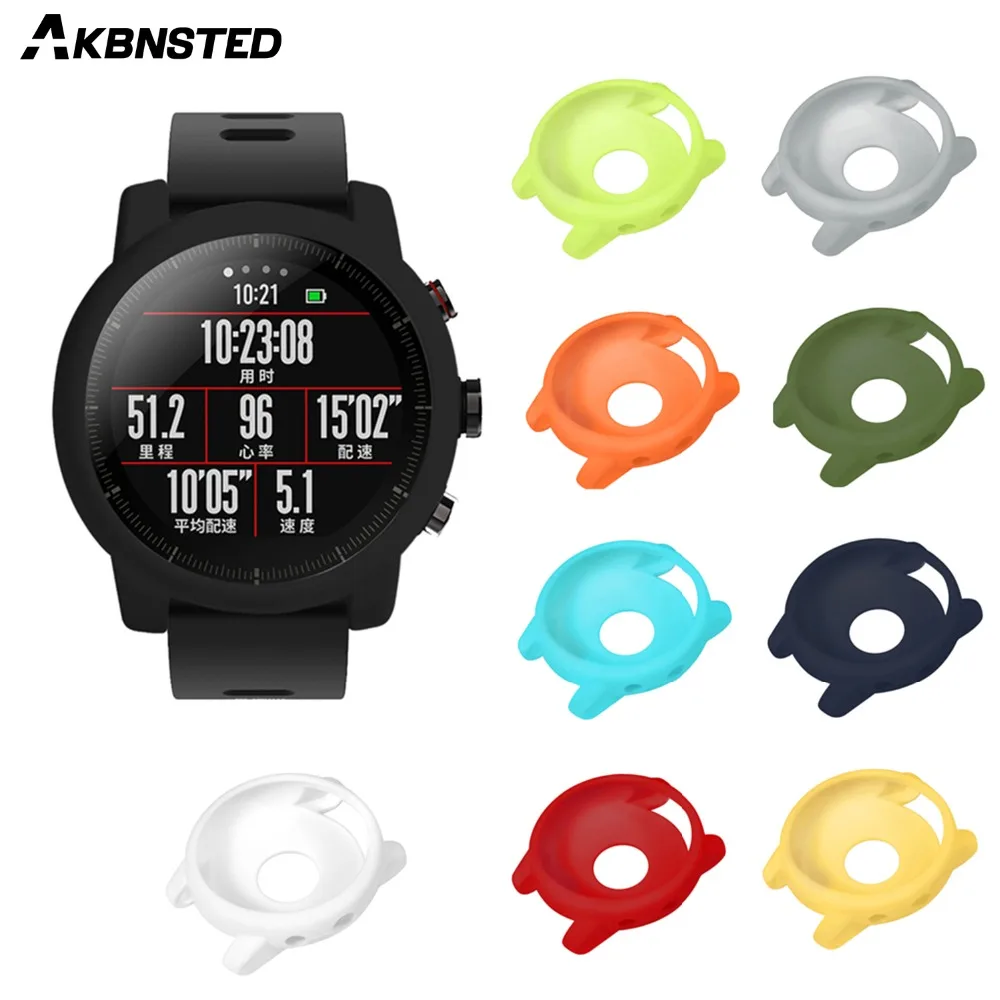 

AKBNSTED TPU Protective Soft Silicone Full Case Cover For Huami Amazfit Stratos 2/2S Protect Shell Sport Watch Band Accessories