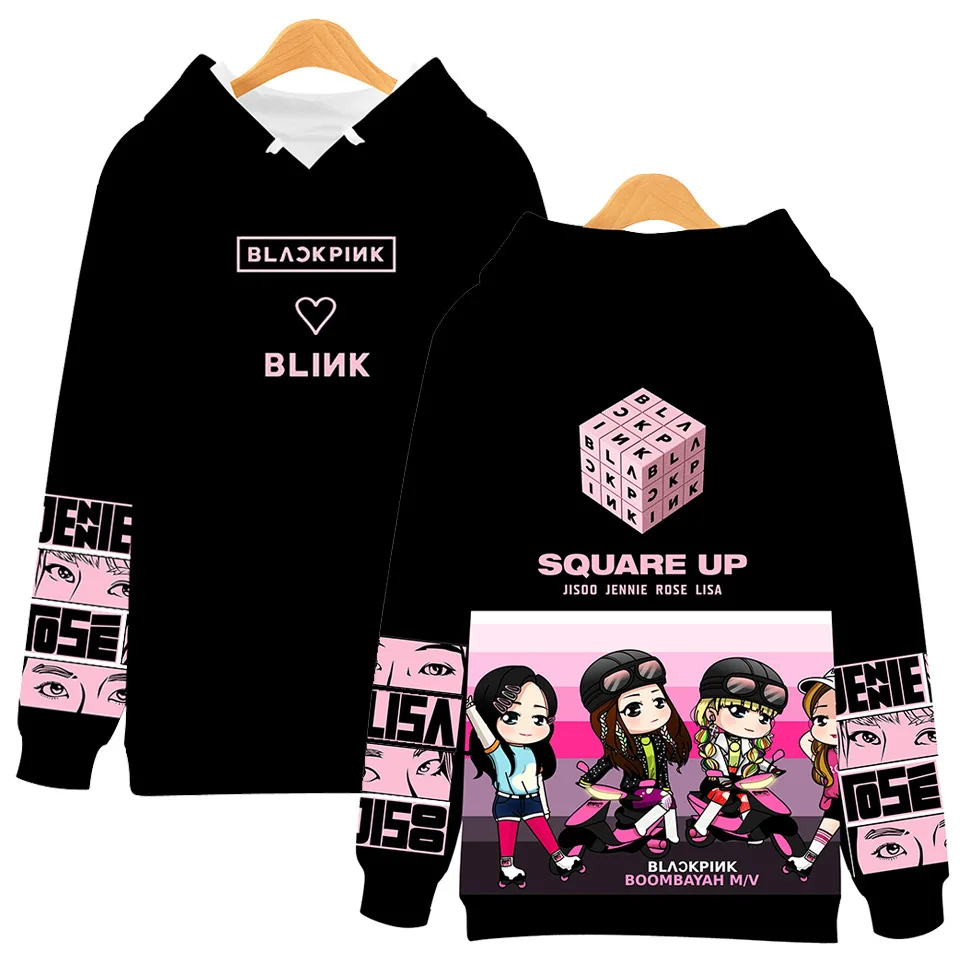 KPOP Girl Group 3D Print Blackpink Hoodies Sweatshirts Women Long Sleeve Black Pink Hooded Blackpink Pullovers Clothes Coat