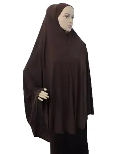 Khimar Hijab Muslim Women Long Scarf Overhead Hijabs Islamic Prayer Clothes Arab Niqab Burqa Ramadan Chest Cover Shawl Wraps Cap - Цвет: Dark Coffee