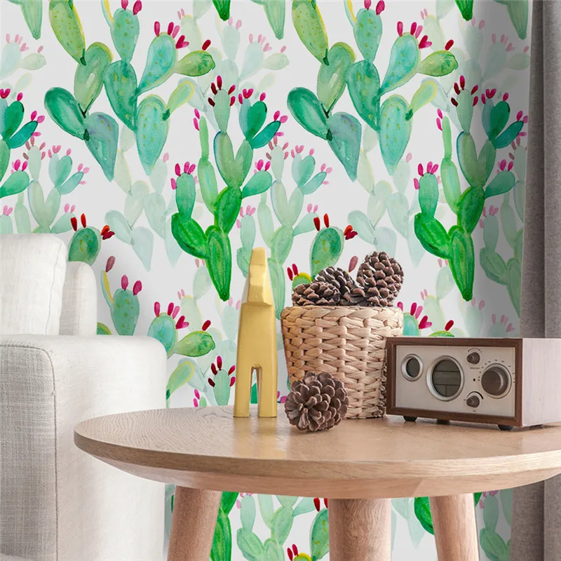 

1 Roll 53x122cm DIY Cactus Wallpapers for Kids Room Minimalism Nordic Style Wallpaper Living Rooms Paper Murals Home Decor