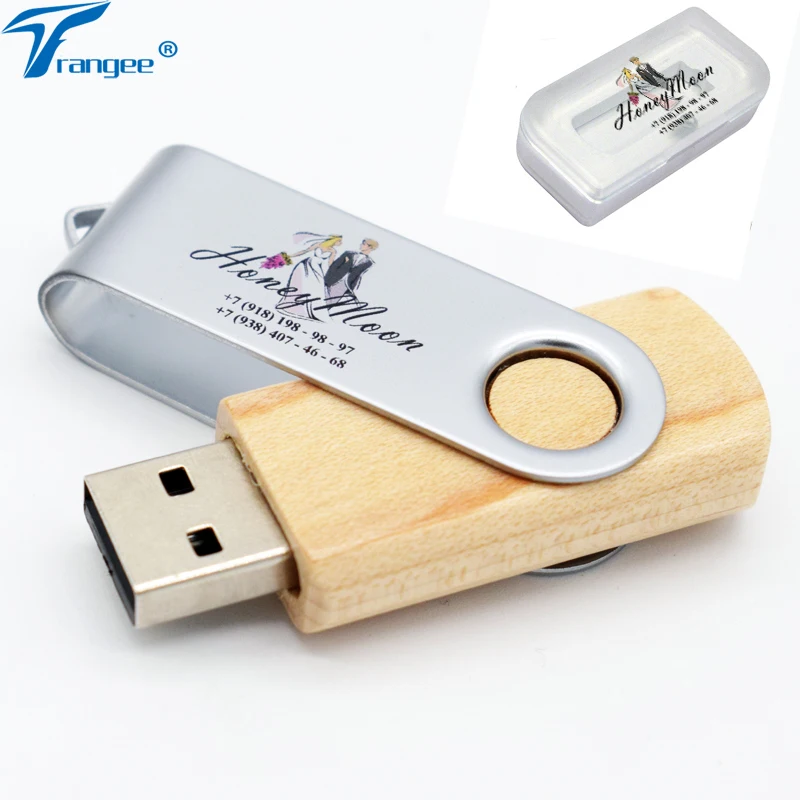 20 шт./лот USB флеш-накопители 32 ГБ 16 ГБ 8 ГБ 4 ГБ Поворотная деревянная флеш-накопитель флеш-память U диск+ коробка с логотипом печать для подарков