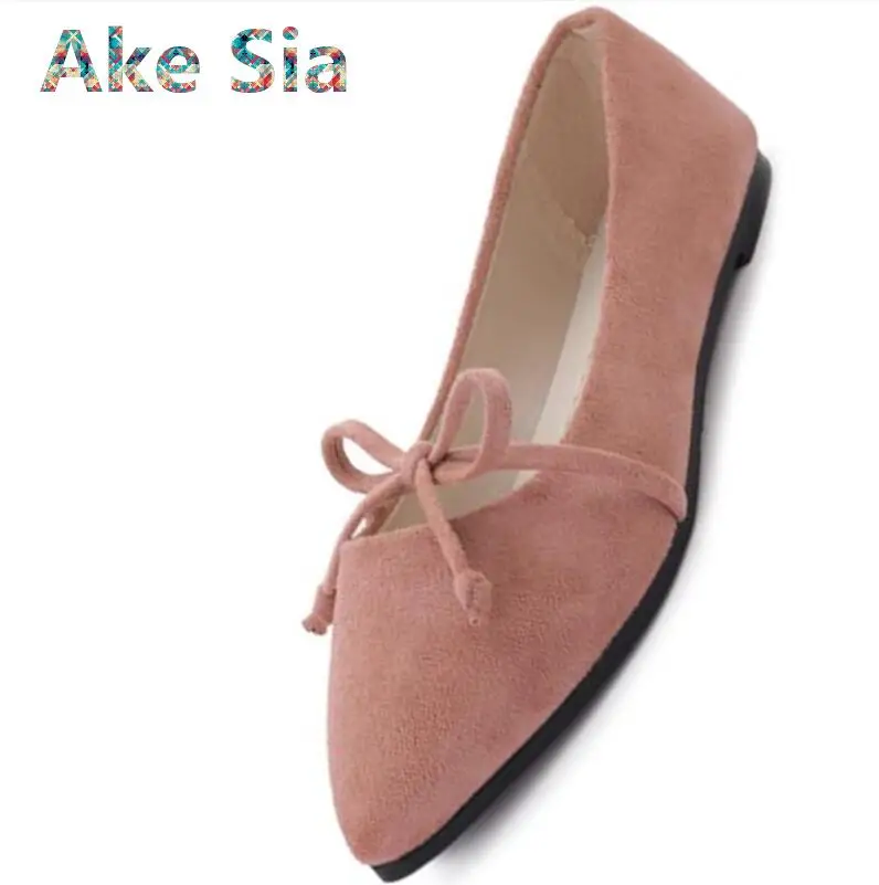 

0 2018 spring and summer new flat-bottomed pointed casual shoes shallow mouth lazy bow peas single shoes #144