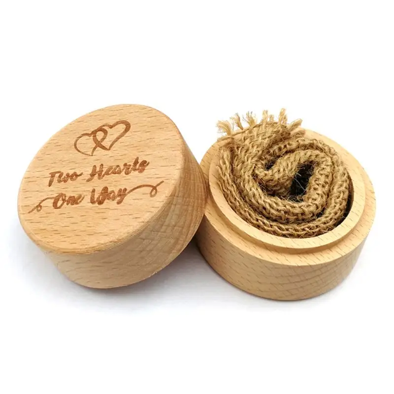 

Personalized Engraving Rustic Wedding Wooden Ring Box Jewelry Storage Container Holder Custom Two Hearts One Way Rings Bearer