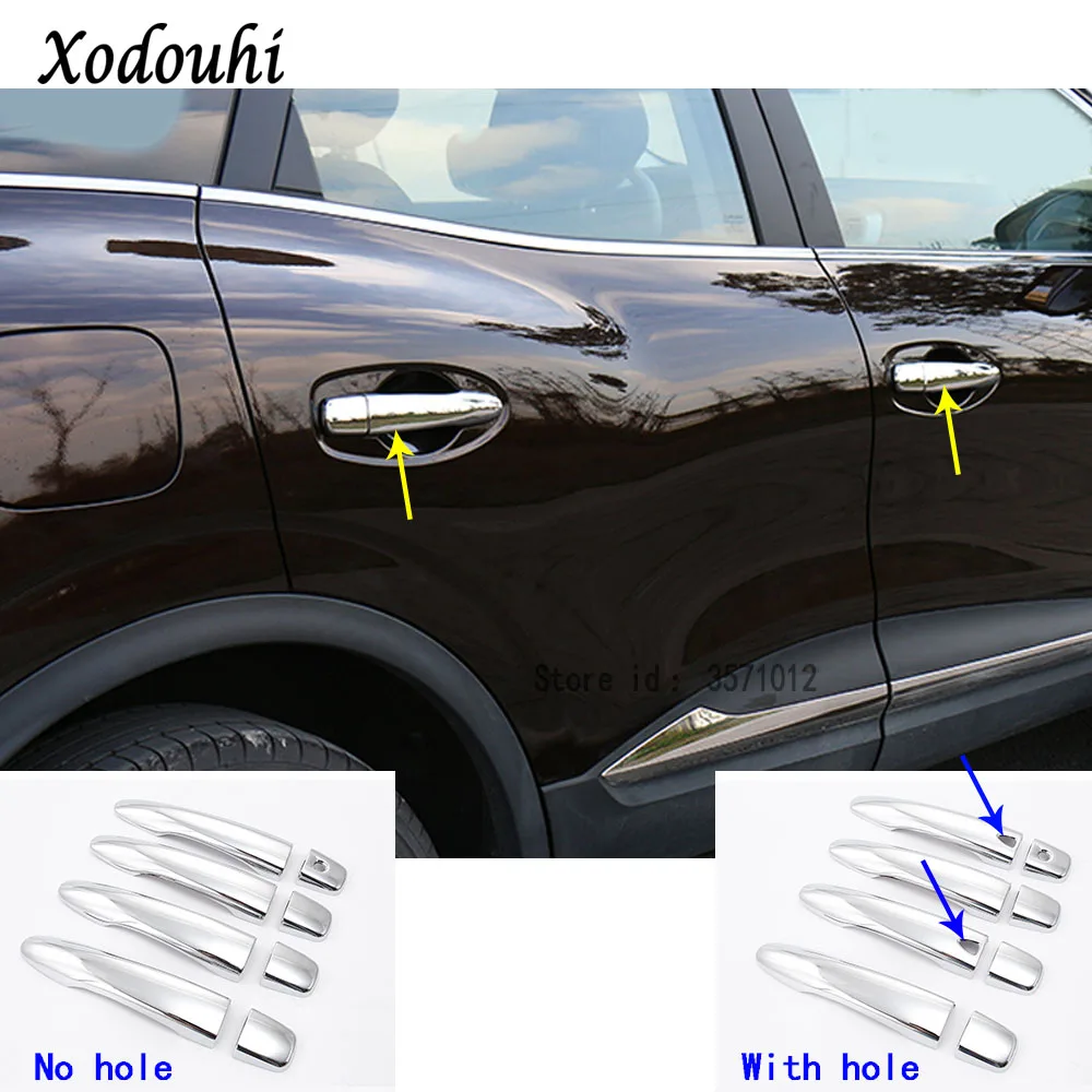 

For Renault Kadjar 2016 2017 2018 car cover body protect detector stick frame lamp trim ABS chrome door handle parts 8pcs