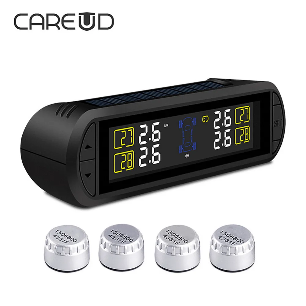 

New T670 Wireless Solar Power Car TPMS Tire Pressure Monitoring System with 4 sensors and Real-time Alarm LCD Display