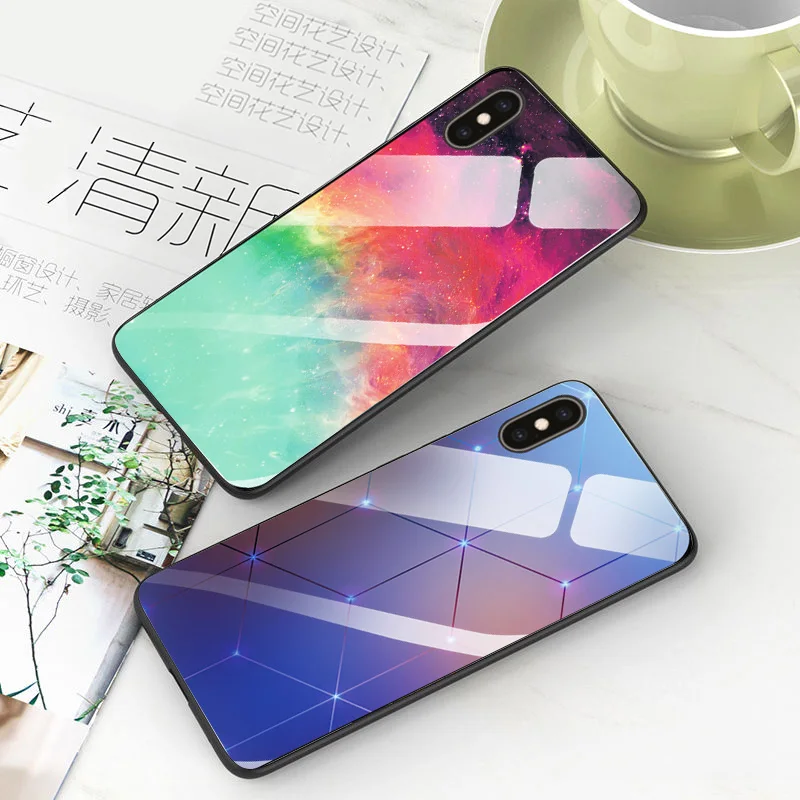 Мягкая задняя крышка для iPhone X XR XS макс. закаленное стекло бампер 5 5S SE 6 6S 7 8 Plus