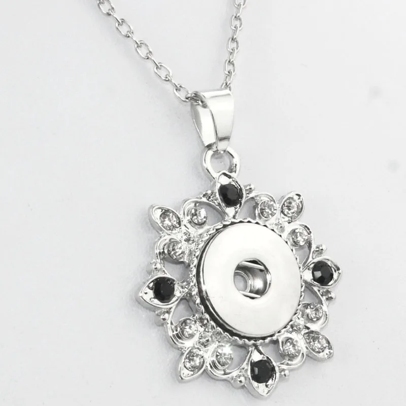 

Boom Life 3 colors bohemian alloy charm necklaces with 18mm snap button woman Pendants with crystals 030408