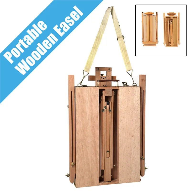 Skup Przenośny składany trwały francuski sztalugi drewniany szkic Box artysta malarze statyw materiały malarskie sztalugi