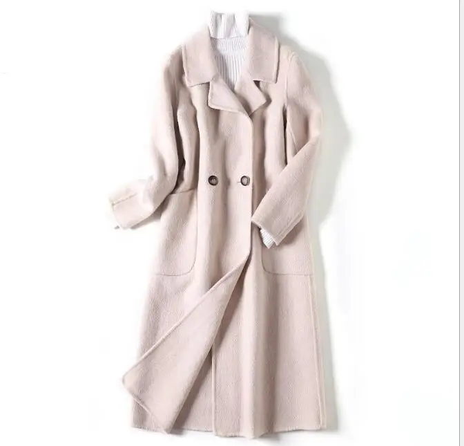 Outwear Tweed Hiver Bureau Nouveau Bleu rose Longue Beige De Dame Au Travail Vêtements Mode Porter Femmes Manteaux Automne Pardessus Laine 2018 Cape Printemps Yf6by7vg