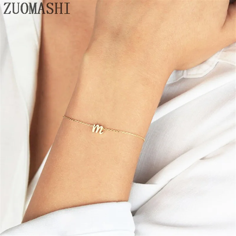 Изящный браслет с инициалами A-Z крошечный просвечивающий браслет с буквами строчный начальный подарок для невесты персонализированный подарок для нее