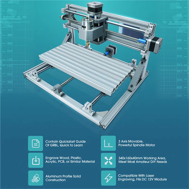 ЧПУ 3018 3 оси Мини DIY ЧПУ маршрутизатор стандартный мотор шпинделя гравировальный станок фрезерный гравер рама из алюминиевого сплава
