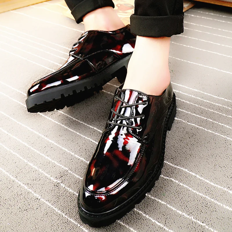

Spring Inverness men's casual shoes Korean version trend hundred bright noodles men's shoes hairdresser Chao shoes young man