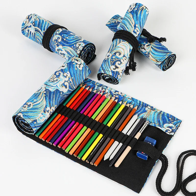 Canvas Pen Roll Up Bag2019 New 72 Slots Pencil Bag Wrap Roll