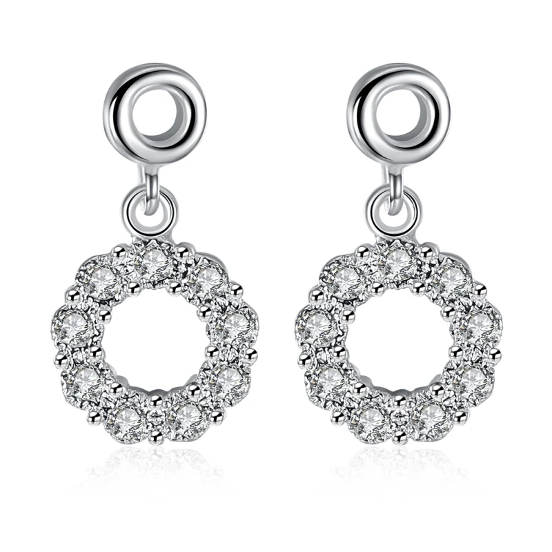 

Garilina Hot annulus white cubic zirconia silver dangle earrings for women E2202
