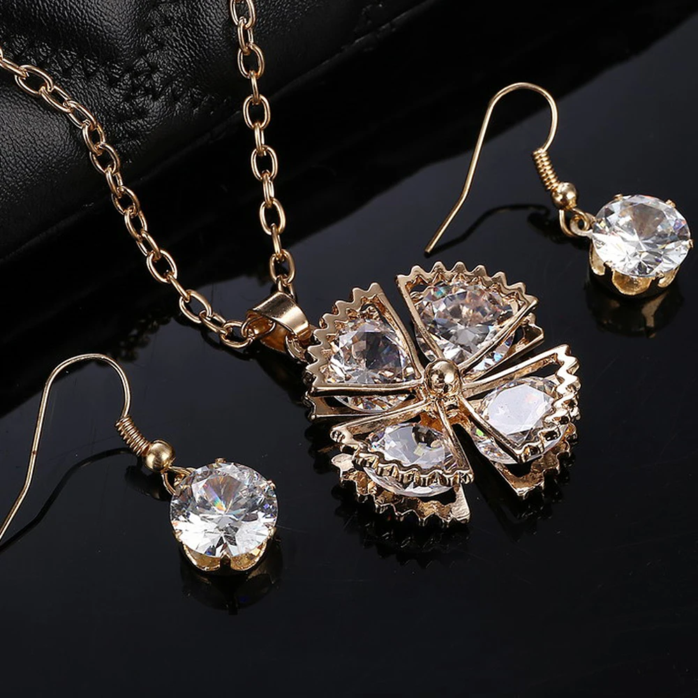 

Bridal Wedding Jewelry Sets For Women 2017 Austrian Crystal Jewellery Sets Charm Gold Color Jewerly Sets African