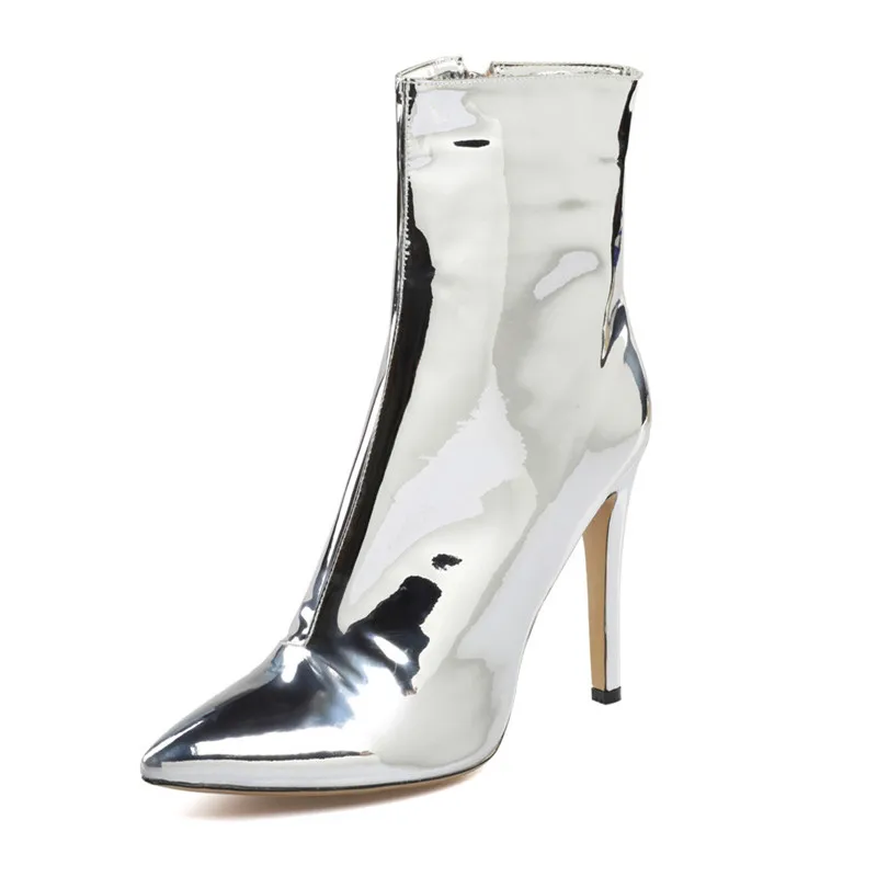 Schuhe Plus Stiefeletten 43 König Heels Patent High Mode Bühne Splitter Leder Frauen Emma Spitz Größe Für Stiletto xTfqOw6n6Y