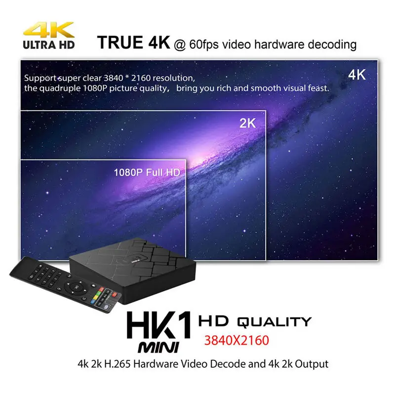  NewHk1 Mini Smart Tv Box Android 9.0 2Gb+16Gb Rk3229 Quad-Core Wifi 2.4G 4K 3D Hk1Mini Google Netfl