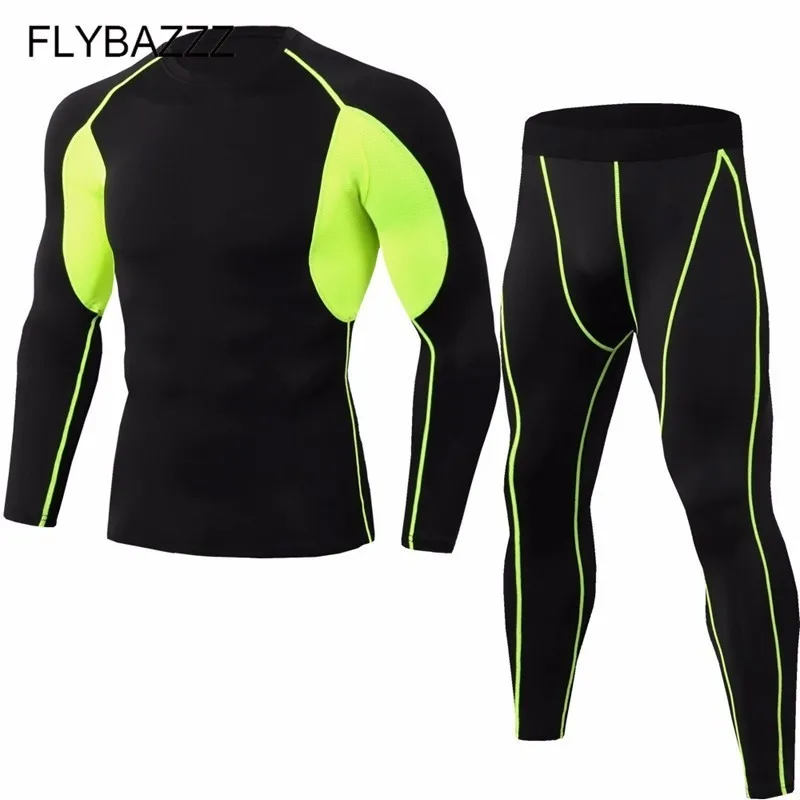 

Fitness MMA Running Shirt Sets Quick Dry Basketball Gym Jogging Suit Men Long Sleeve Compression Yoga Sport Fitness Set Clothes