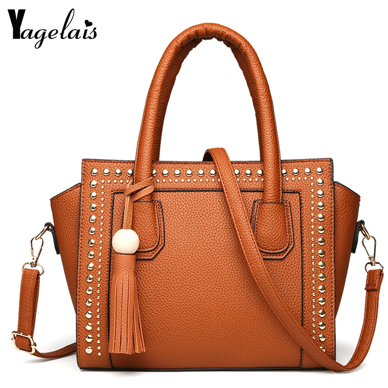 Quasten Tasche Für Frauen - Große Einkaufstasche Aus PU Leder Mit Schultergurt