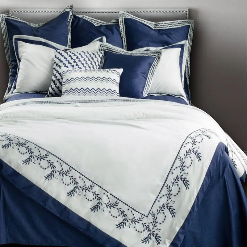 100% Cotton Bedding Set White Embroidered Duvet Cover Set ...