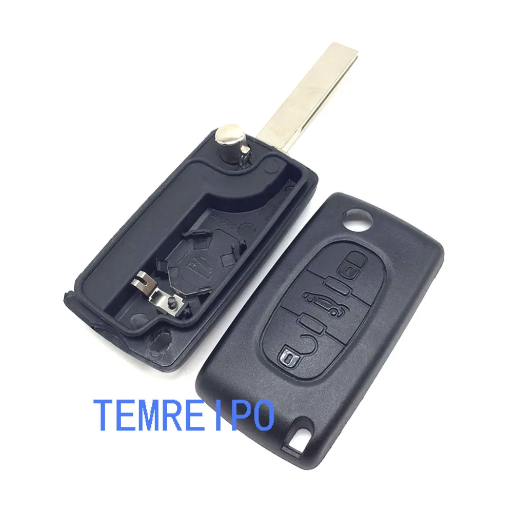 

10pcs/lot 3 buttons flip key case trunk button Flip Remote Car Key Case Cover Shell Fob for Citroen