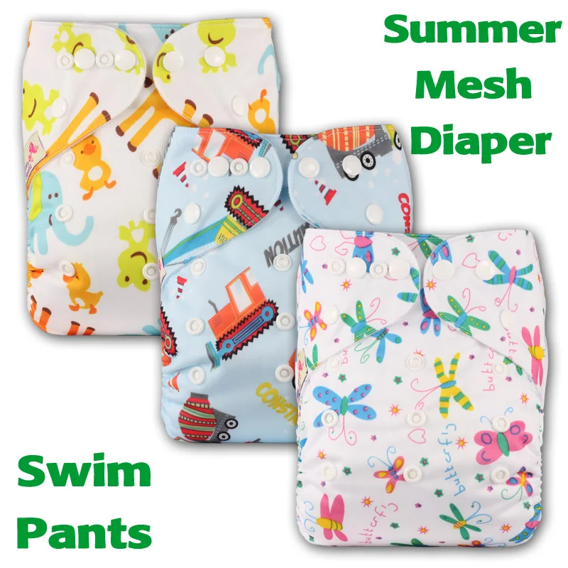 

Baby Washable Reusable Real Cloth Pocket Nappy Diaper Cover Wrap 0-3 Years One Size SUMMER Mesh Swim Pants Nappies Diapers