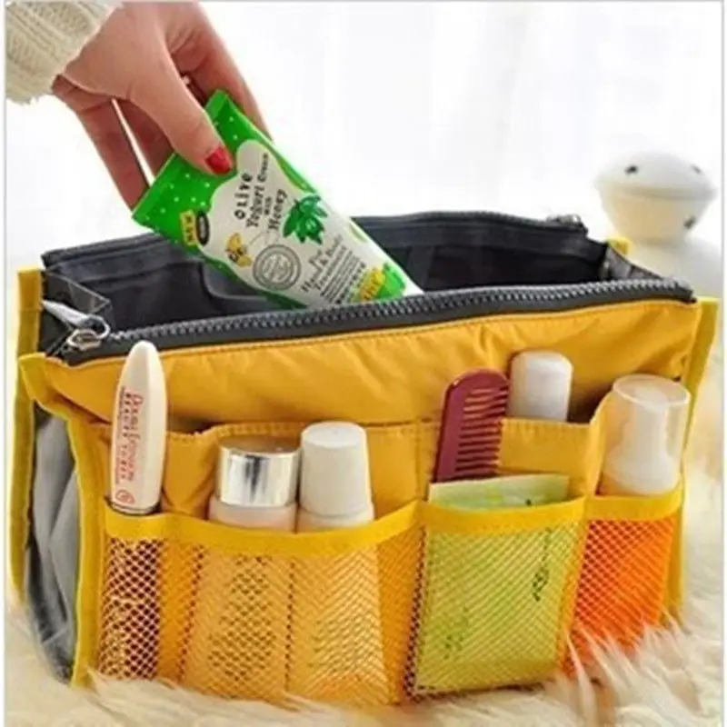 Органайзер для путешествий, сумочка, кошелек, большой вкладыш, женская сумка-Органайзер для макияжа - Цвет: Цвет: желтый