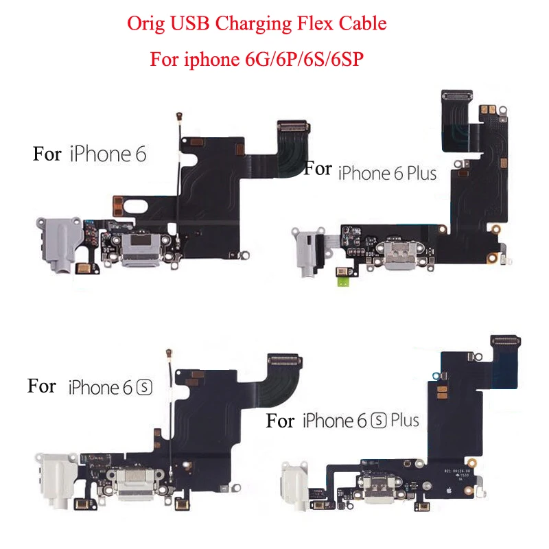 

USB Charging Port Dock Connector Flex Cable +Microphone +Headphone Audio Jack Replacement Part for iphone 6g 6s 6plus