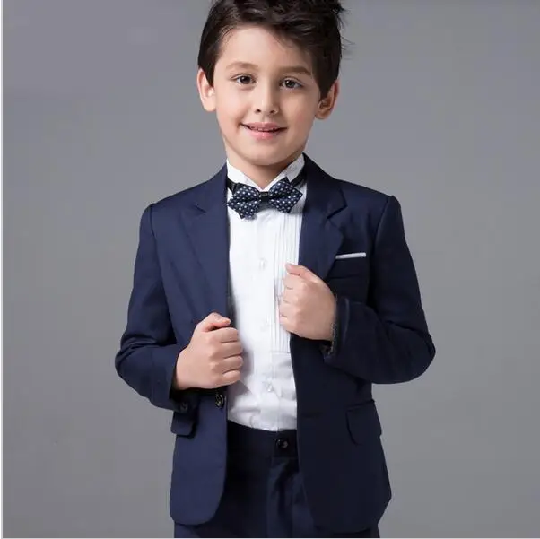 Boys Wedding Suits Baby Kids Blazers Skirts Pants Set Childern Boy Dress Clothes Blue Formal Prom Communion Party Suits 4pcsset