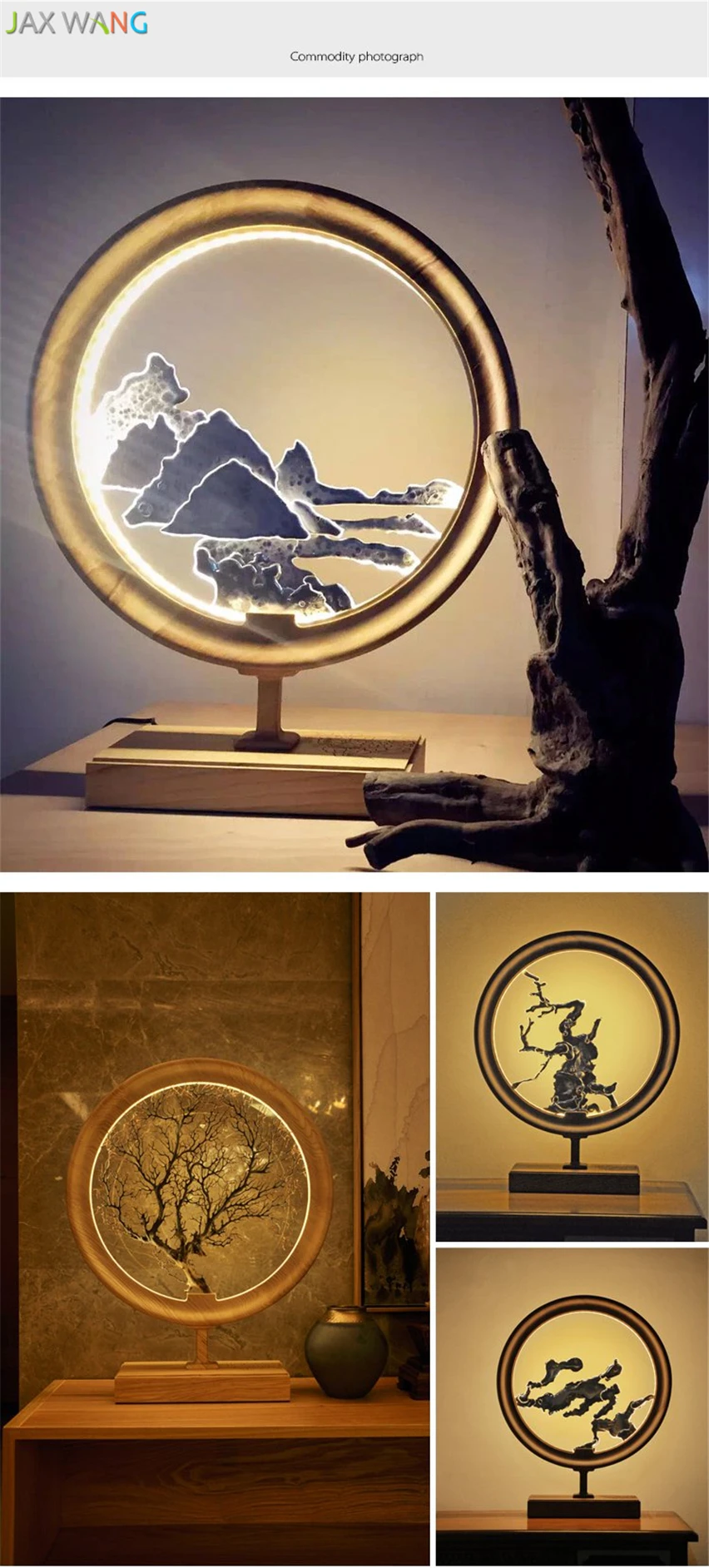 Китайский стиль, креативная настольная лампа из твердой древесины, круглые деревянные лампы для гостиной, кабинета, спальни, прикроватной тумбочки, домашнее освещение, украшение