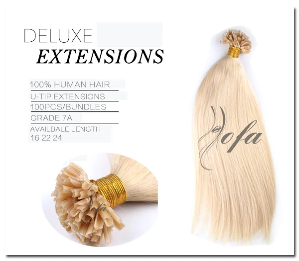 16 20 24 inch prebonded Italian keratin 613 Nail/U tip hair extensions
