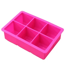 6-полости силиконовые квадратных ледяной куб рисовый пирог Мыло Плесень лоток вечерние Бар Инструмент розово-красный