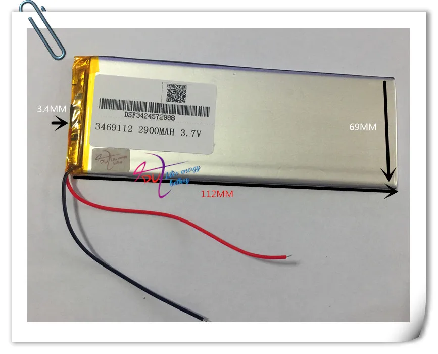 

Wholesale 10 pcs 3.7V 2900mah 3469112 Lithium Polymer Rechargeable battery For DIY GPS PSP Power bank Tablet PC MID PAD E-Books