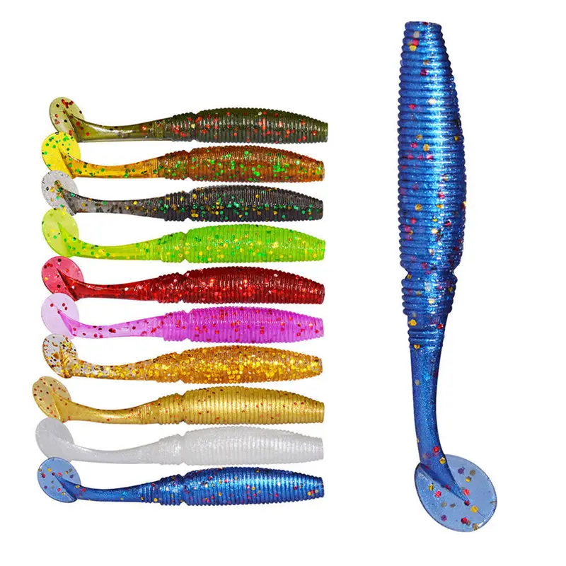 

15pcs 5cm/1g T tail Wobbler Tail Soft Bait Worm Maggots Fishing Baits Aritificial Bass Pike Fishing Jigging Scented Ba
