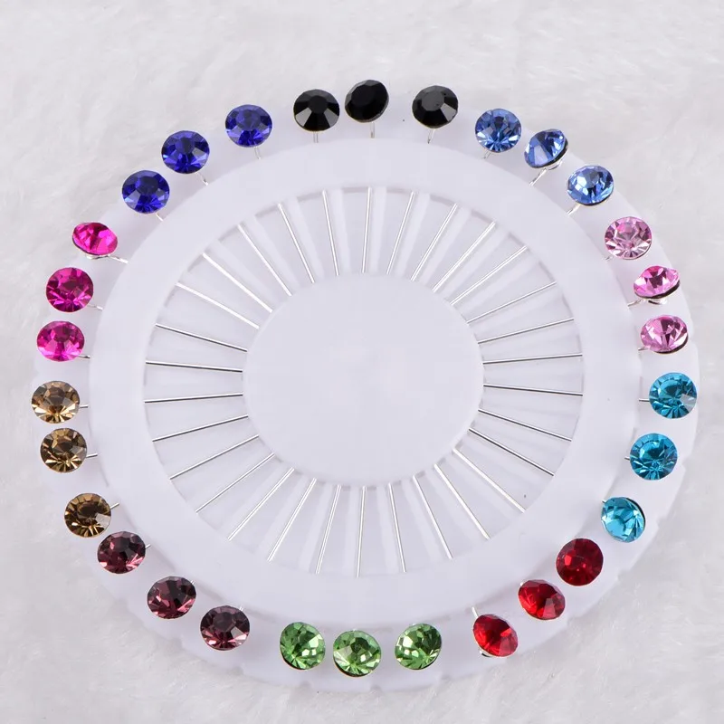 New Hijab Pins Wholesale 30PCS Flower Crystal Muslim Hijab 