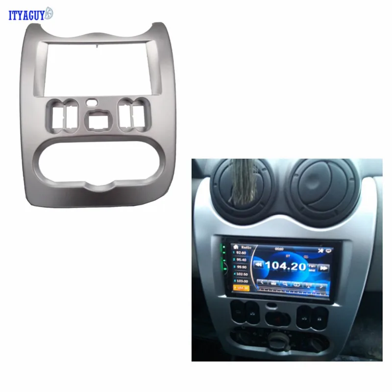 Car Styling Double Din Car Radio Fascia for Renault Logan Adapter CD Trim Clips Panel Plate Fascia Frame In Dash Mount Kit