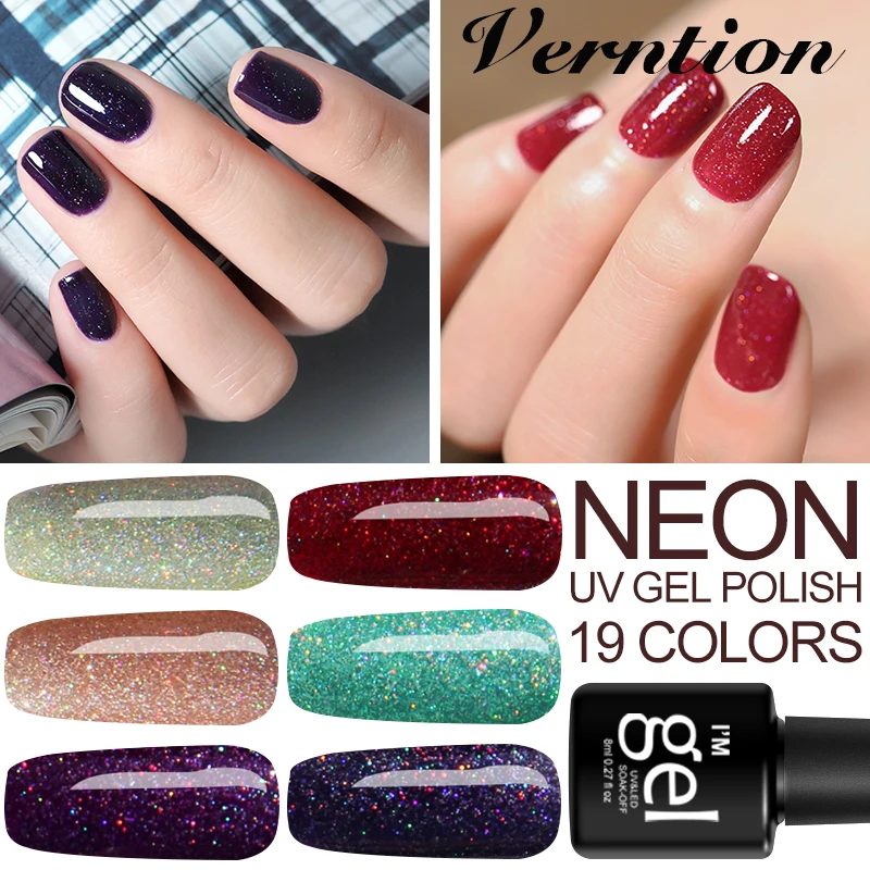

Verntion Neon Varnish Nail Polish for Manicure Rainbow 8ML Vernis Polish Gel Varnishes for Nails Semi Permanent UV Nail Art